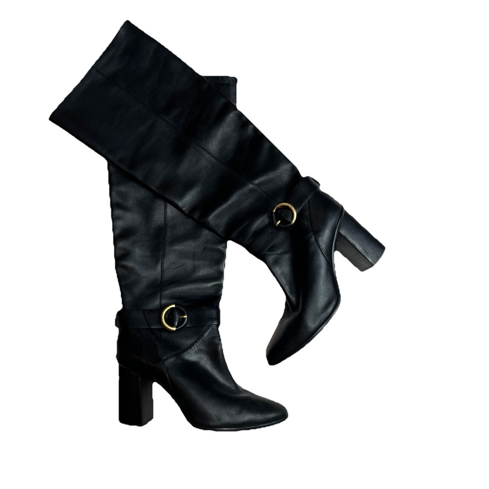 Womens TED BAKER Celsiar 167370 Black Leather Knee High Pull on Boots 39 8.5-9US